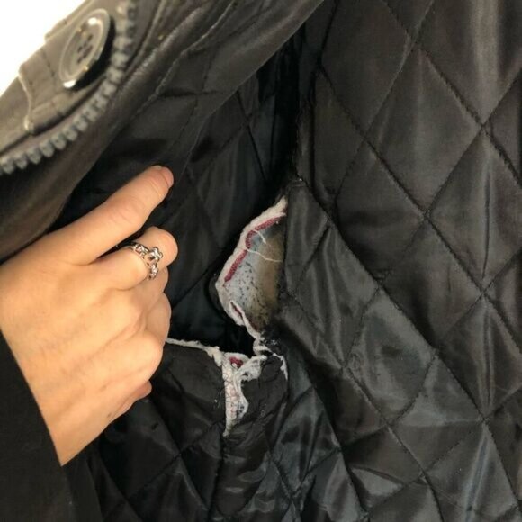 Destroyed Vintage 80s Pierre Cardin Men's Size 42 Leather Bomber Jacket Grunge - Picture 9 of 16